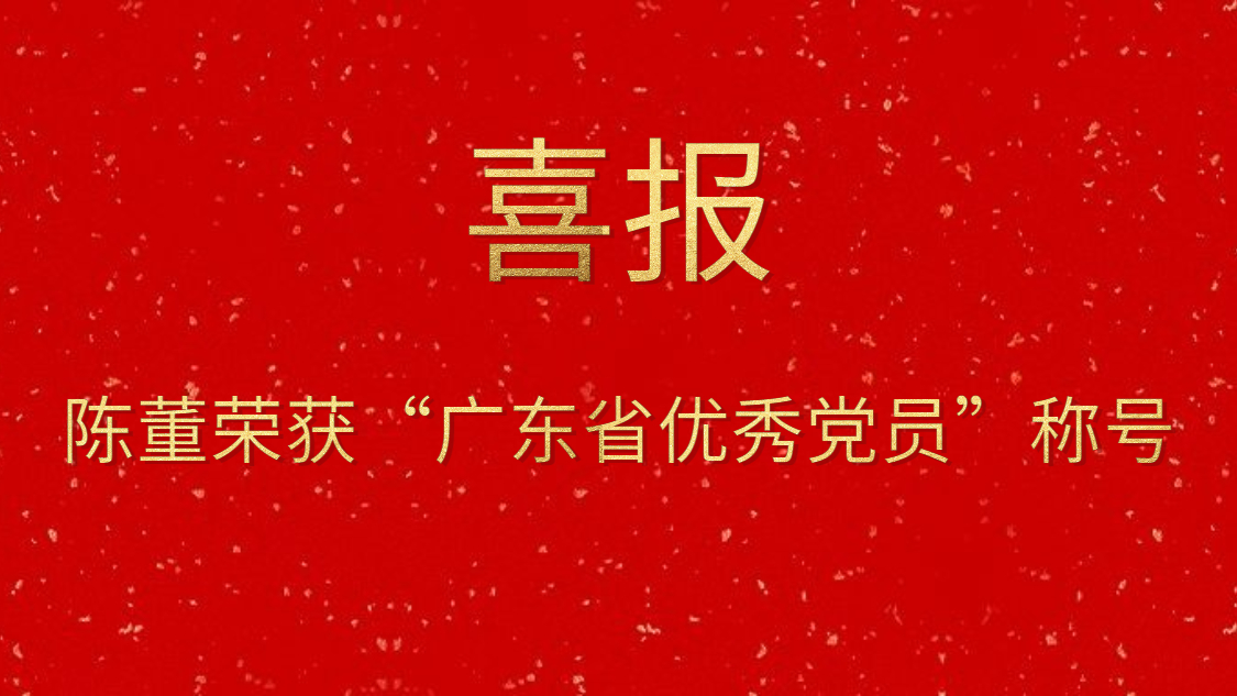 陳董榮獲“廣東省優秀黨員”稱號